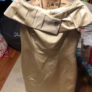 Stunning evening dress gold with off shoulder